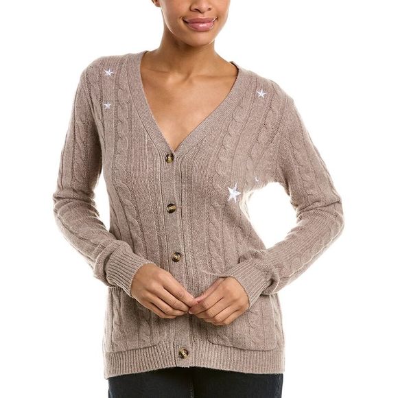 Kier + J Sweaters - Kier + J Cable Star Cashmere Cardigan